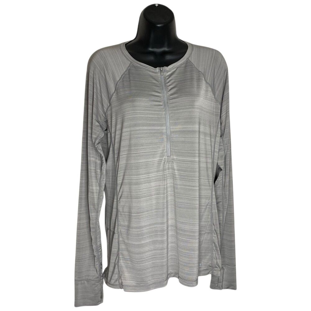 Eastern Mountain Sports Shirt Womens M Gray 1/2 Zip Outdoor Hiking Base Layer